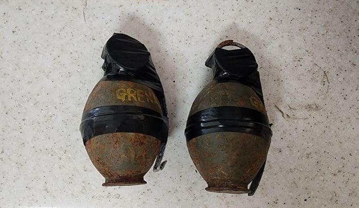 Two hand grenades found