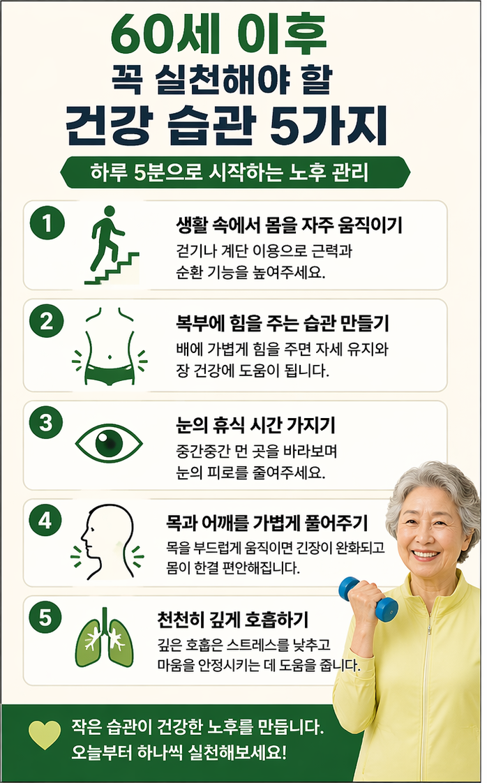 60세 이후 꼭 실천해야 할 건강 습관