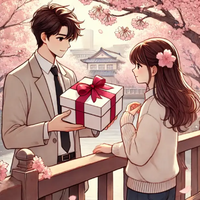 꽃-선물-남자친구-여자친구-선물주는-장면