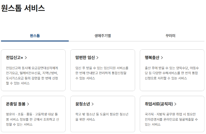 정부24 원스톱서비스