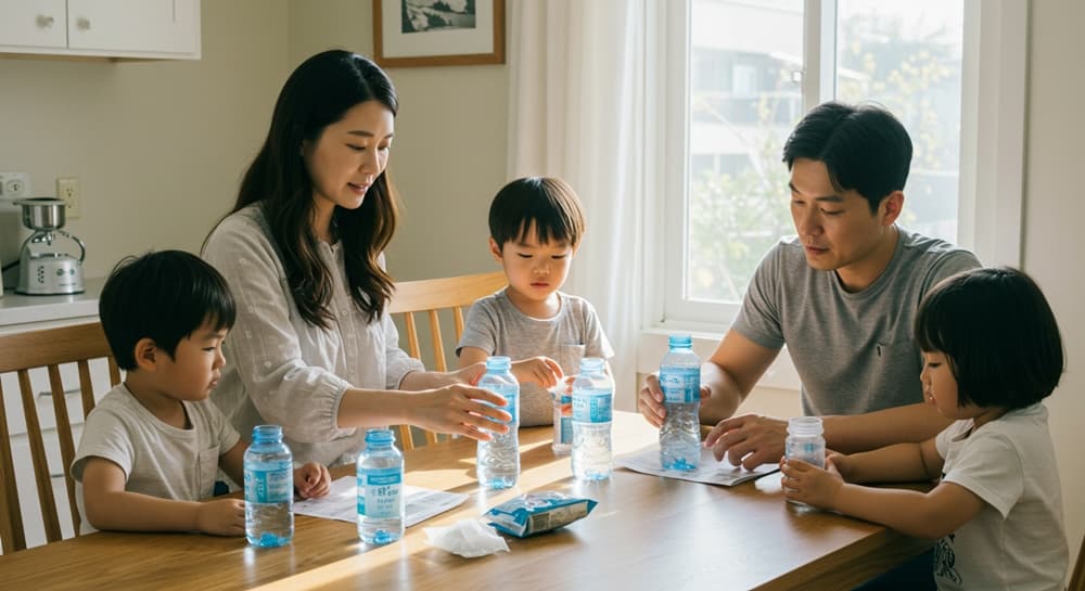수분&middot;소금 섭취로 실신을 예방하는 생활 장면