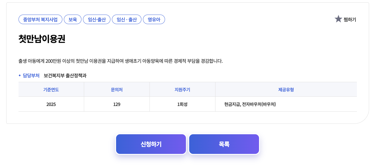 첫만남 이용권 신청방법