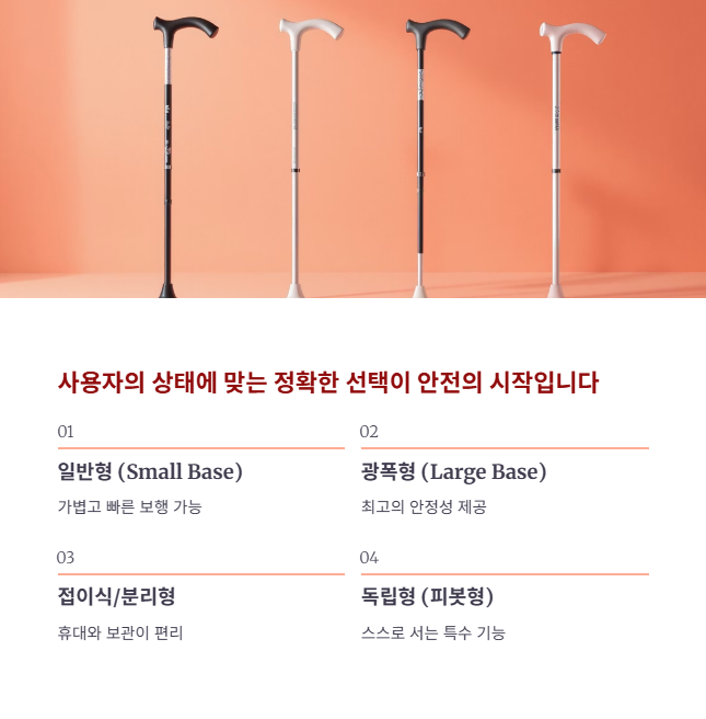 4발 지팡이 핵심 종류별 특징 비교