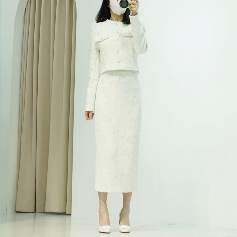 치마 정장 세트 트위드 자켓 롱 or 미니 스커트 투피스 수트셋업 2color