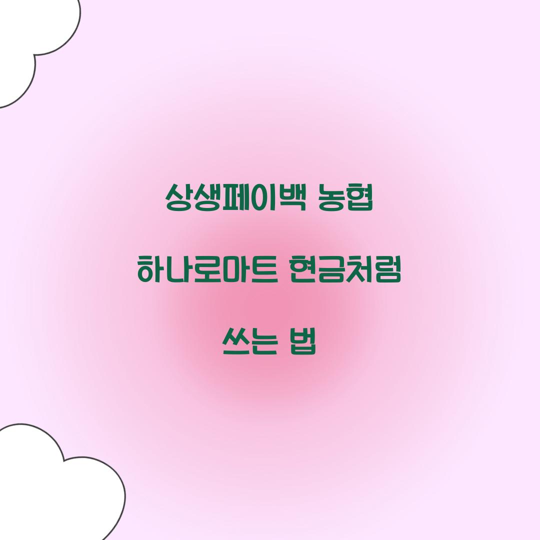 상생페이백 농협 하나로마트 현금처럼 쓰는 법