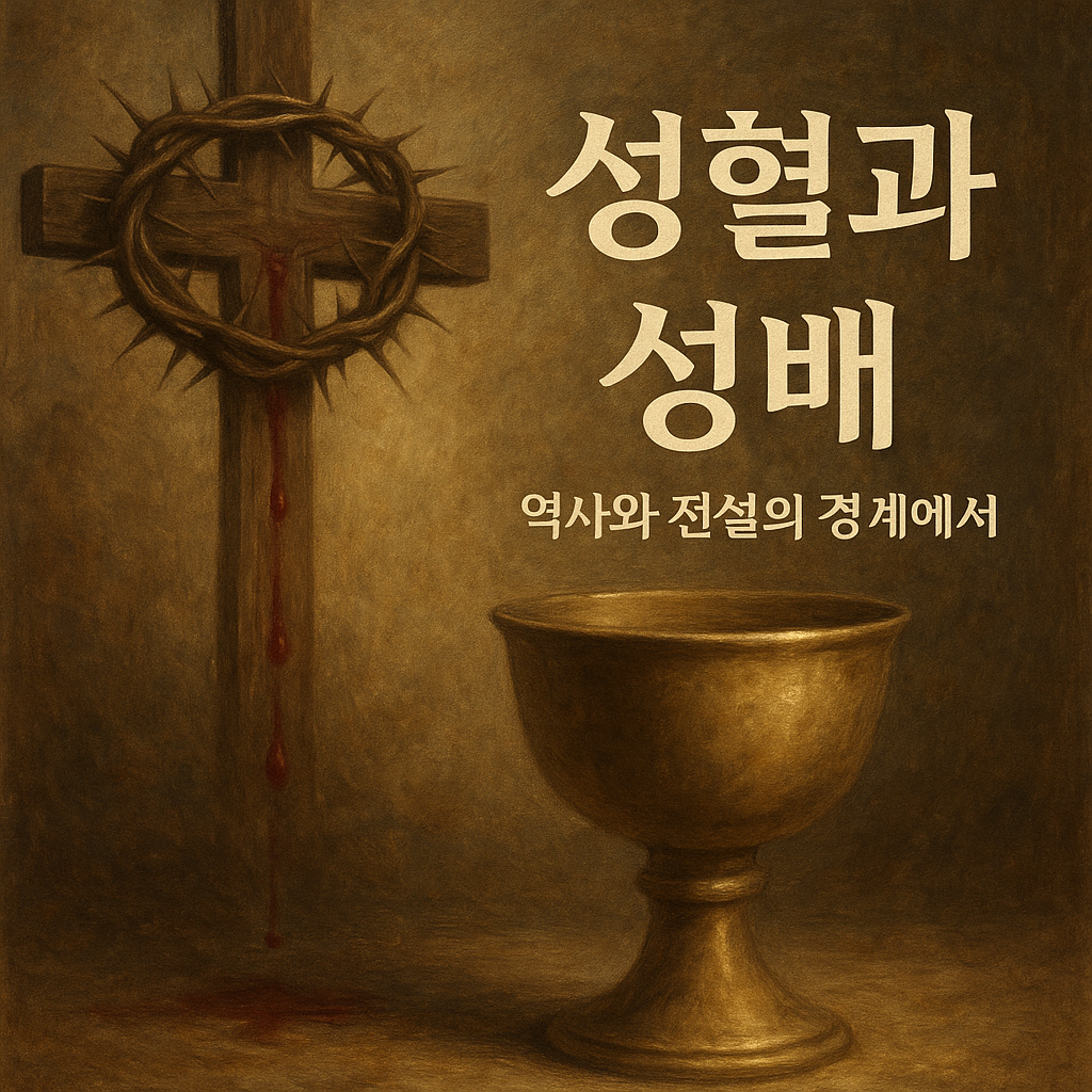성혈과 성배를 상징하는 고대 성배와 가시관이 함께 있는 대표 이미지