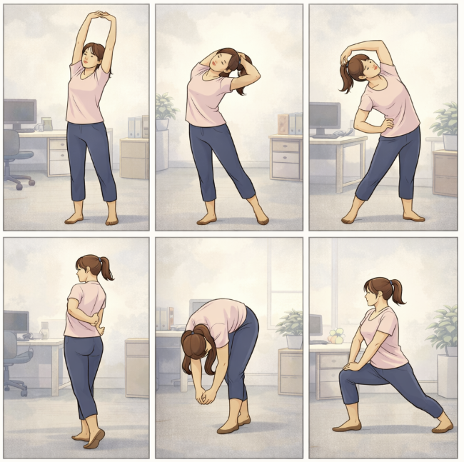 서서 할 수 있는 전신 스트레칭