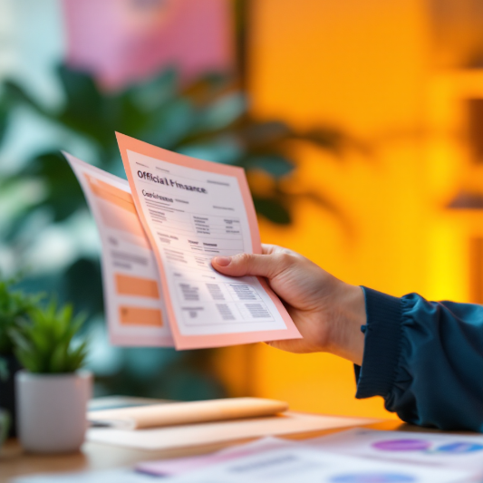 부채증명서를-들고-있는-남성의-손