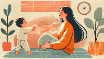 엄마와 아기가 노는 모습