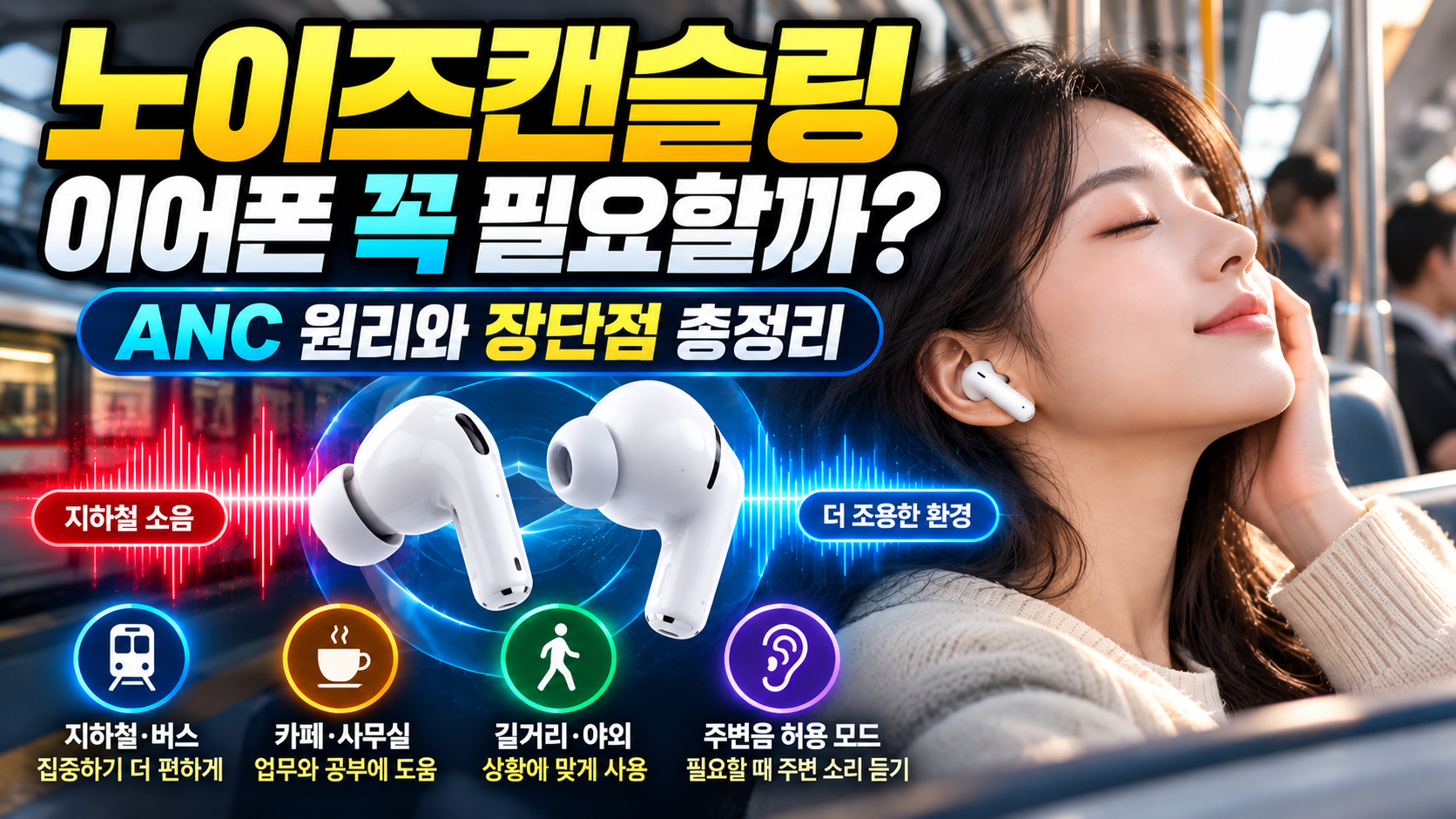 노이즈캔슬링 이어폰 ANC 원리와 장단점