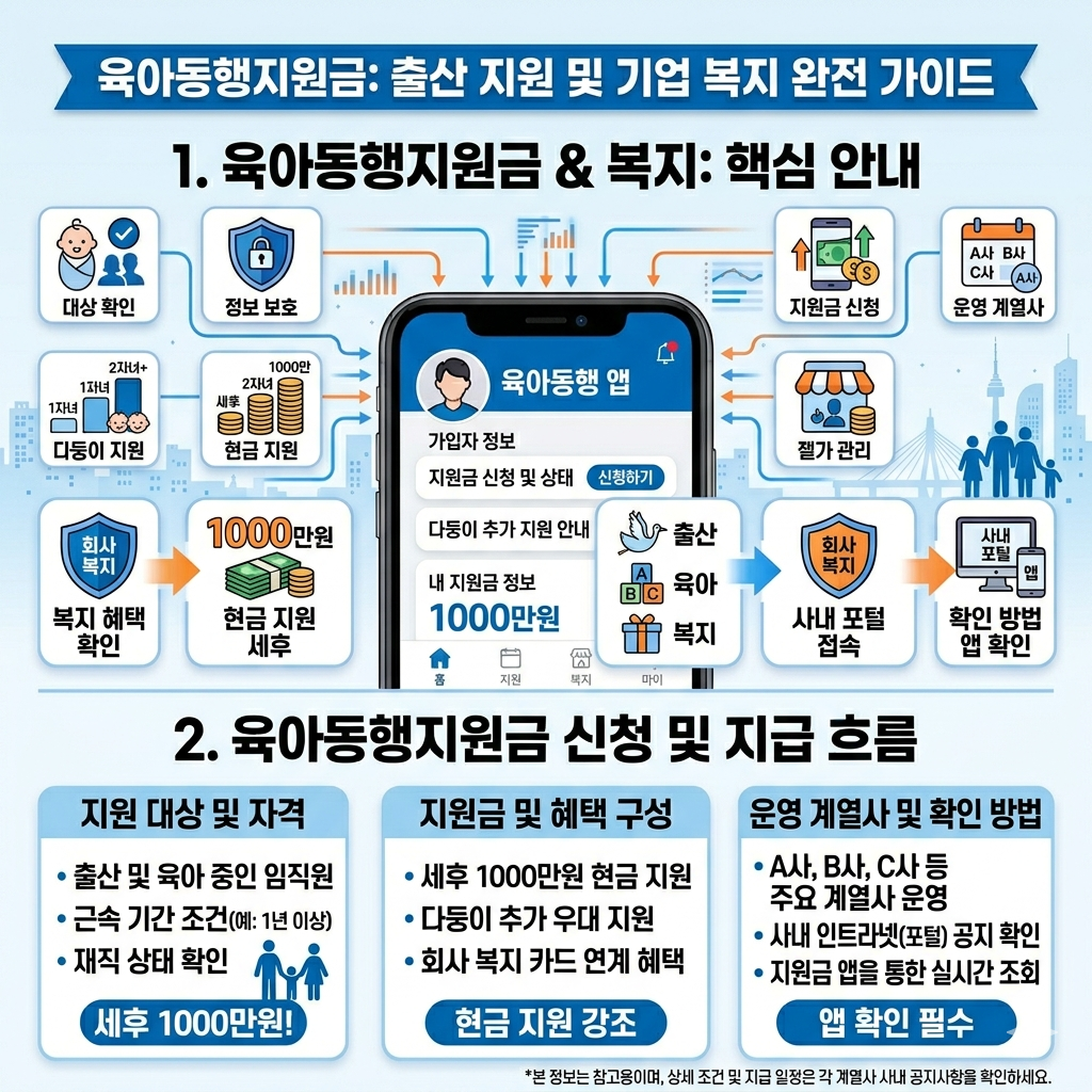 육아동행지원금 한화 출산지원 1000만원 대상&middot;지급 기준&middot;확인 방법 인포그래픽