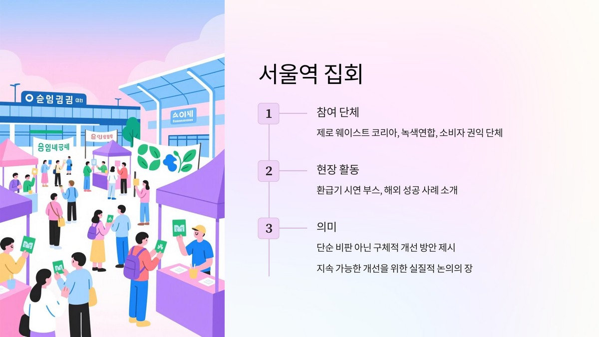 서울역 집회 현장과 참여 단체 소개