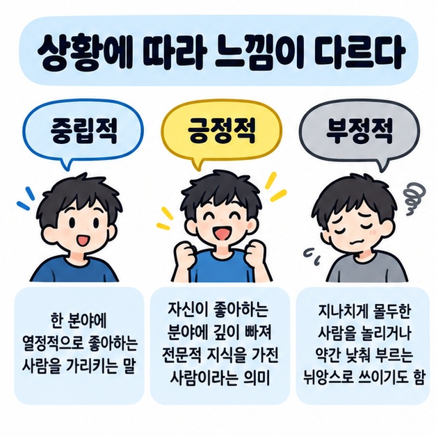 중립적 사용과 긍정적 사용, 부정적 사용을 세 가지 말풍선으로 비교한 카드