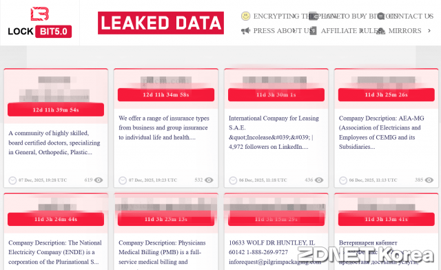 최근 활동을 재개한 락빗의 데이터 유출 내용