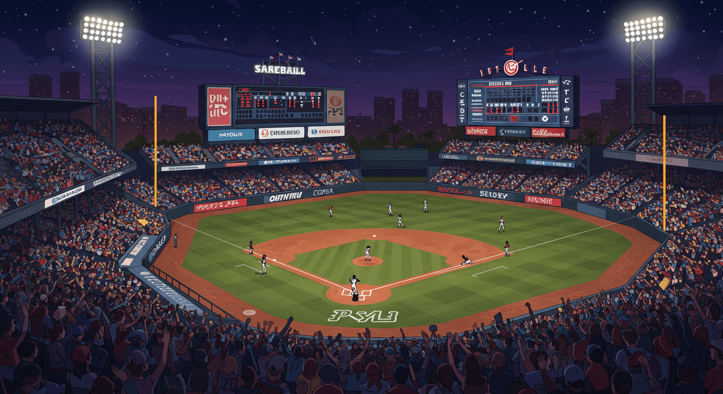 한국인 팬들이 야구장에서 응원하고 전광판에 안내가 표시된 모습&amp;#44; 팬 경험과 정보 전달을 강조 3