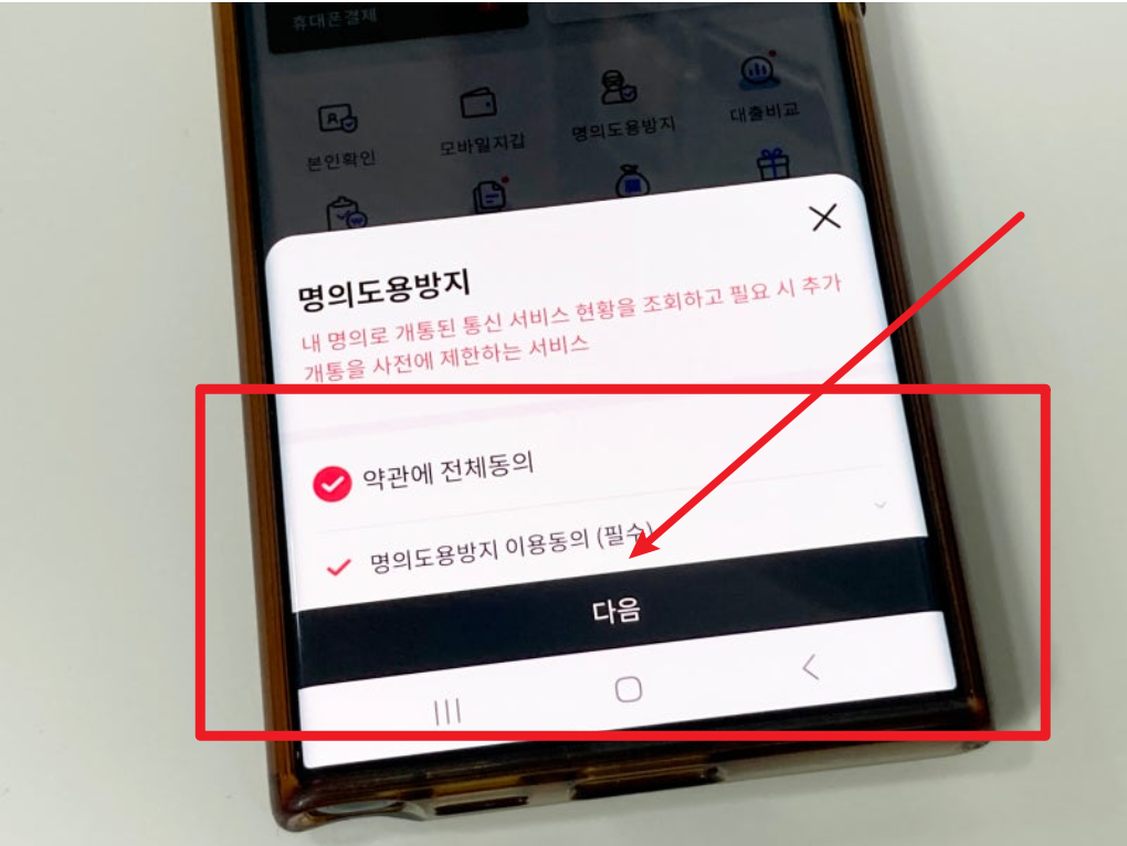 PASS 명의도용방지서비스 신청