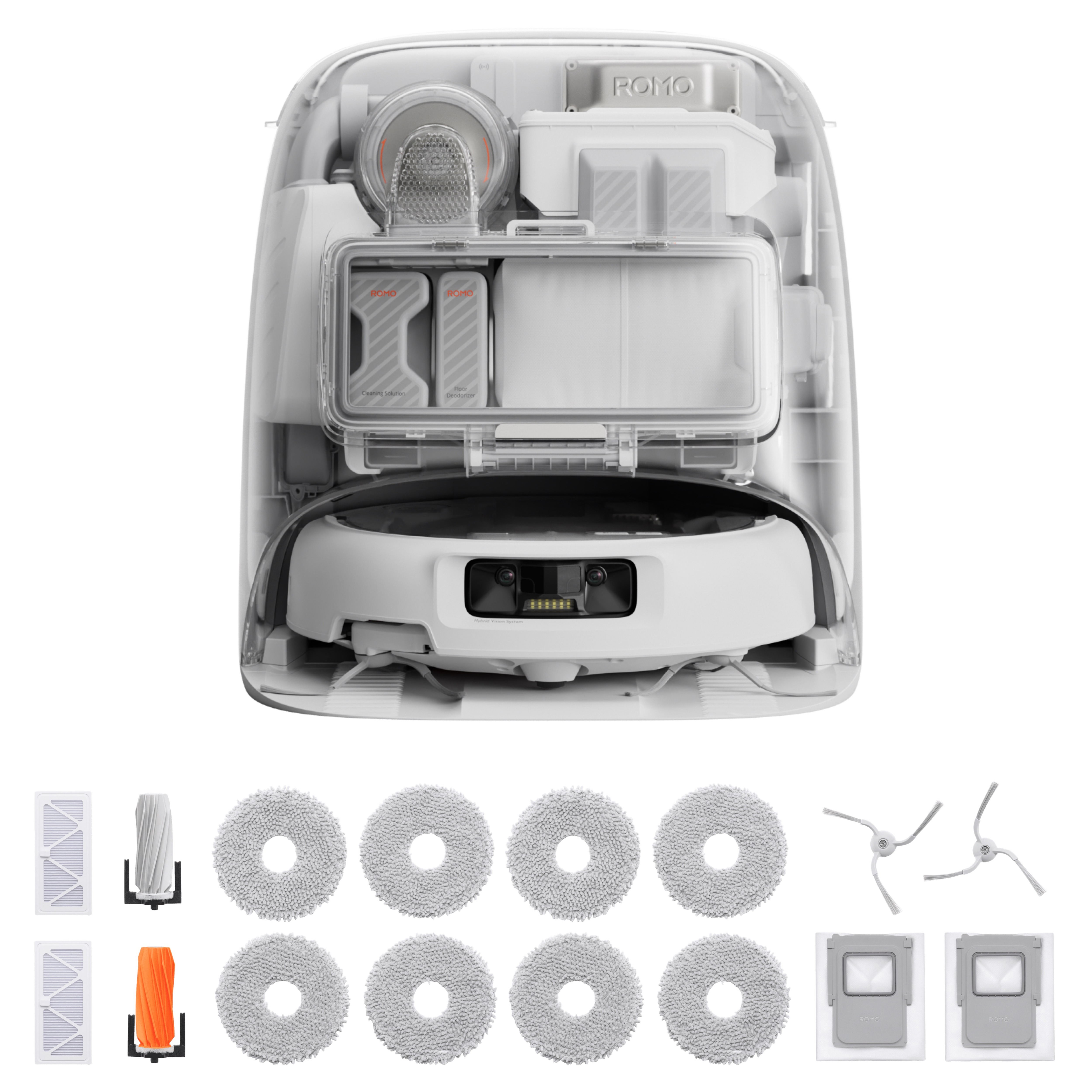 DJI ROMO P 로봇청소기 + 액세서리 키트 세트, 투명 + 화이트, 단일색상, CR8E