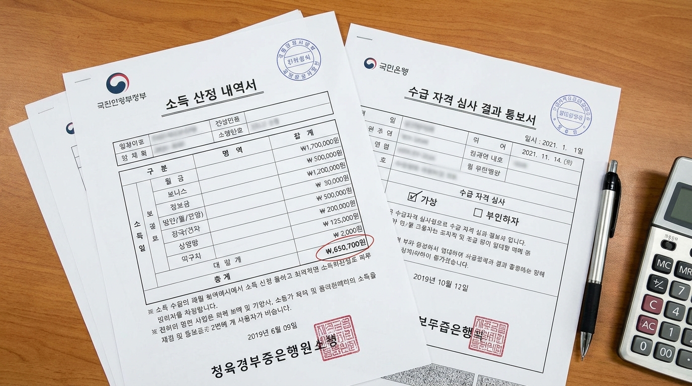 건강보험료 및 소득 증빙 서류를 통한 생활지원금 자격 검증 과정