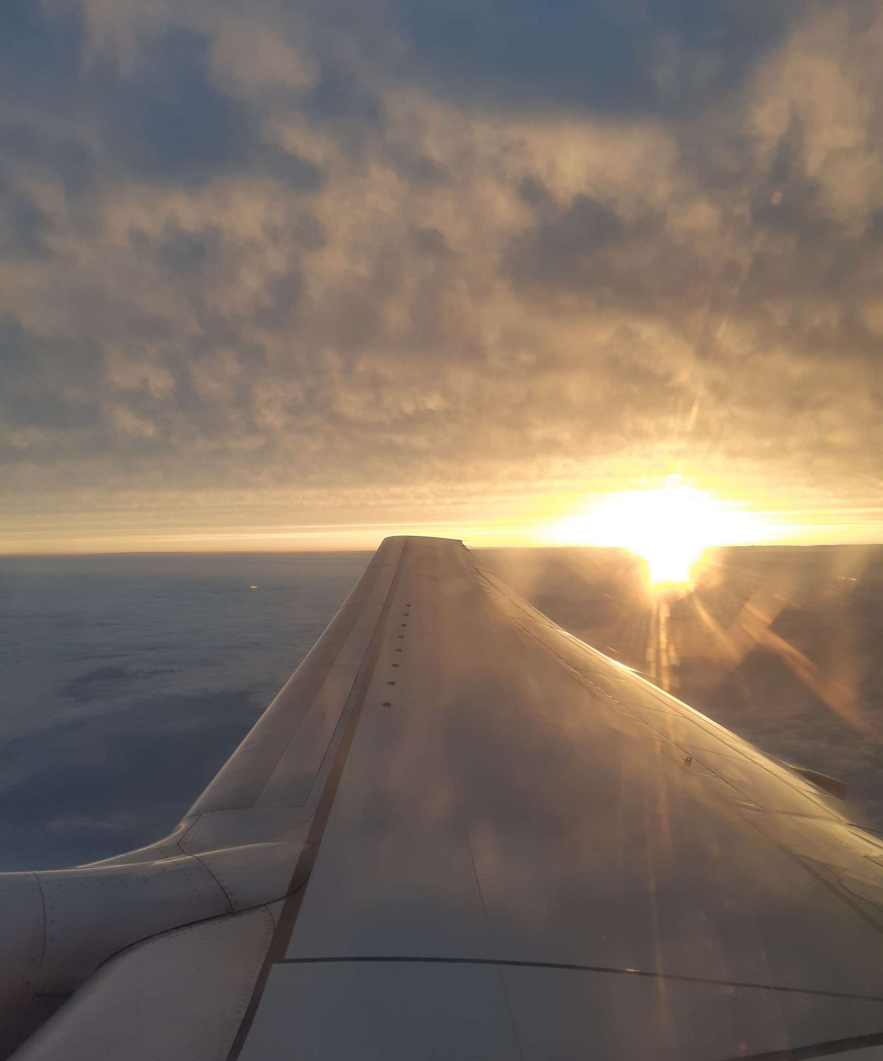 비행중 하늘에서 석양감상