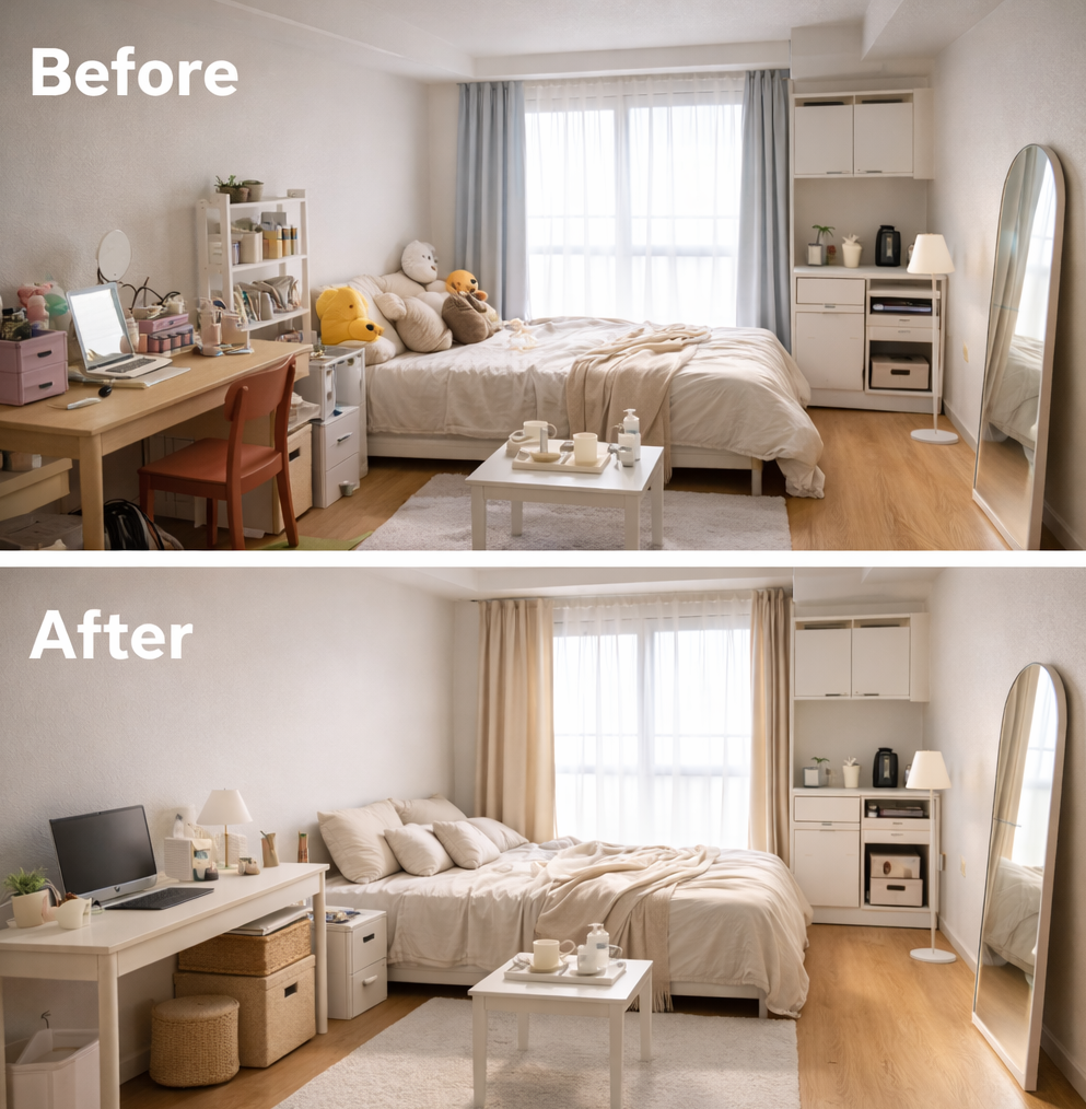 원룸 인테리어 초보의 실수를 줄이고 정리와 조명으로 개선한 자취방 모습