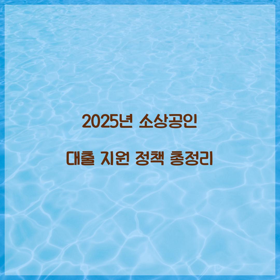 2025년 소상공인 대출
