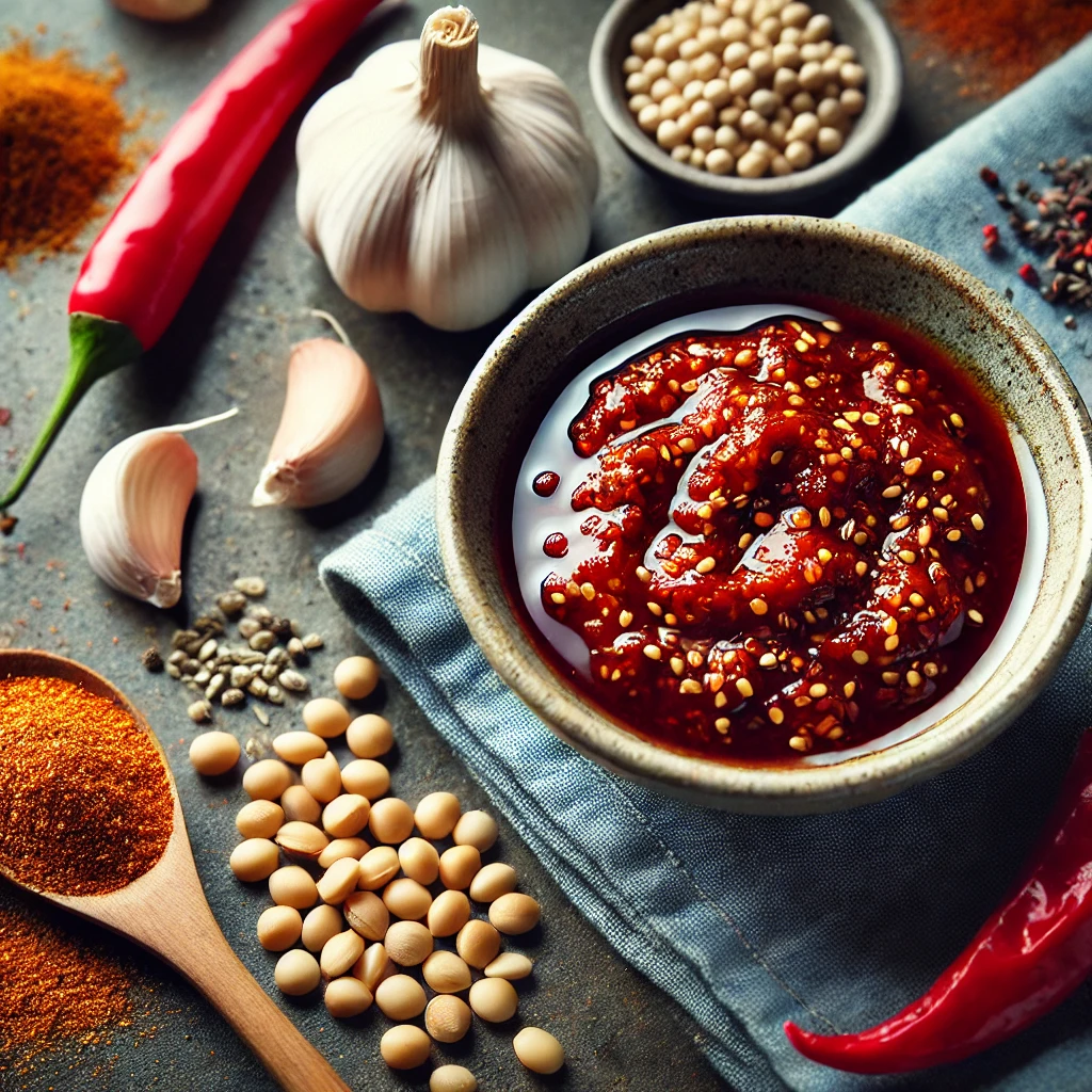 3️⃣ 양념 준비하기
👉 다진 마늘, 고춧가루, 된장, 국간장을 한데 섞어 양념장을 만들어 둡니다.
👉 청양고추와 대파는 송송 썰어 준비하세요.