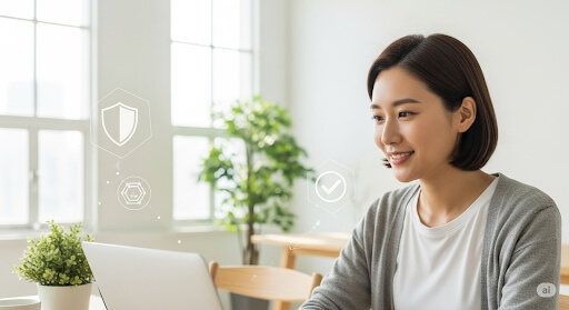 프리랜서 안심결제 서비스 가입으로 기쁘게 일하고 있는 이미지