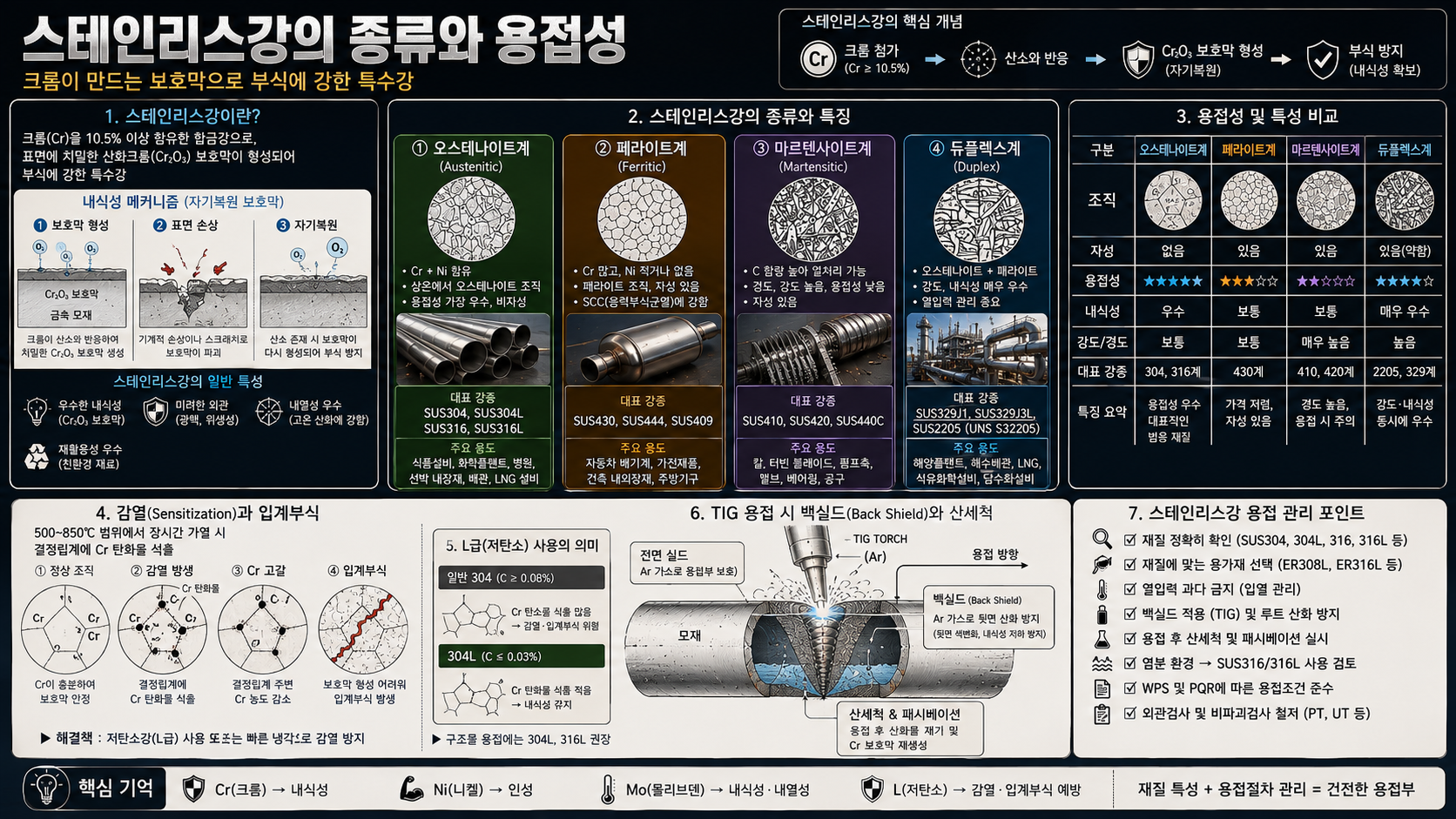스테인리스강의 종류와 용접성