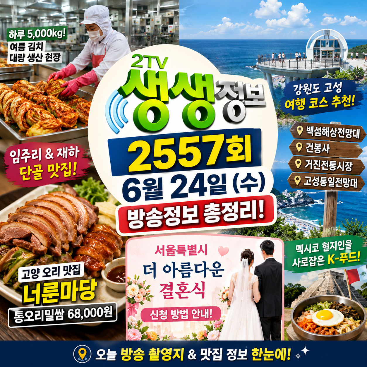 2TV 생생정보 2557회 6월 24일 수요일 방송정보