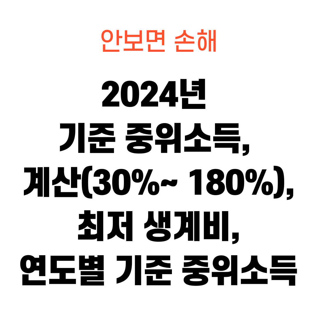 2024년 기준 중위소득, 계산(30%~180%), 최저생계비, 연도별 기준 중위소득