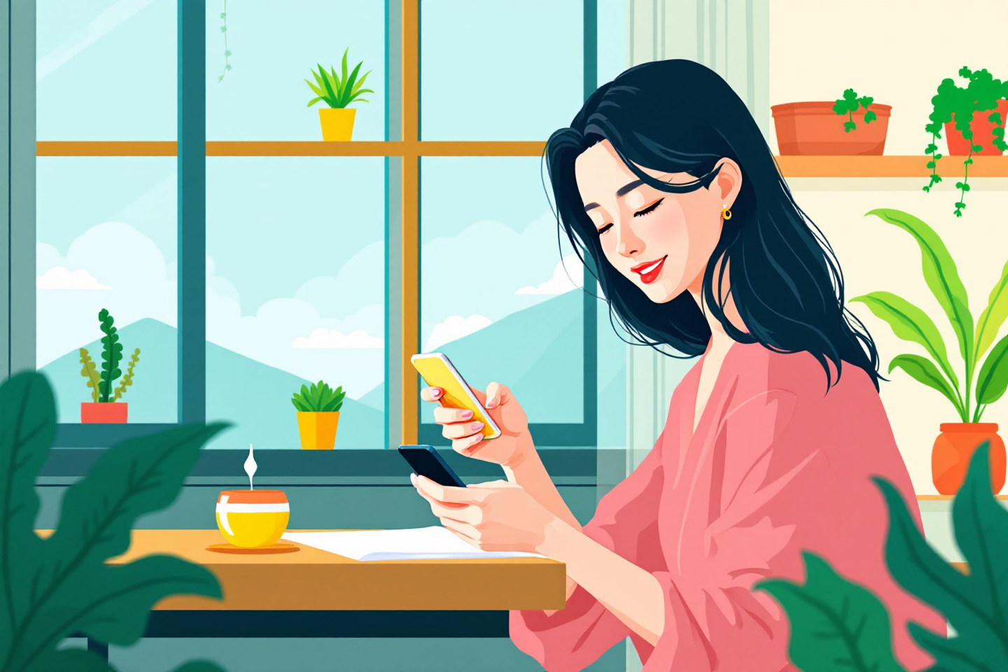 앱으로 신청하는 여성