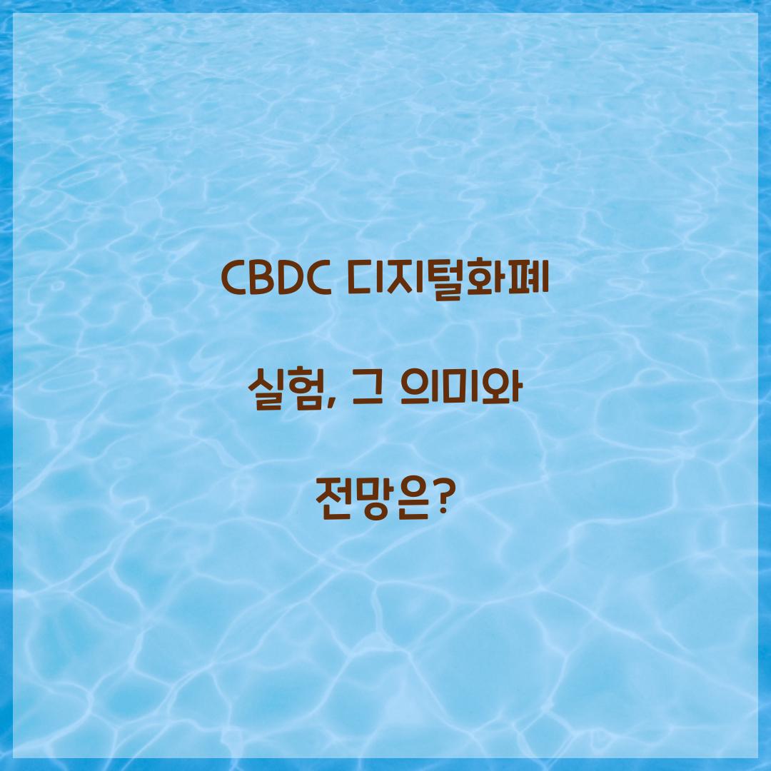 CBDC 디지털화폐 실험