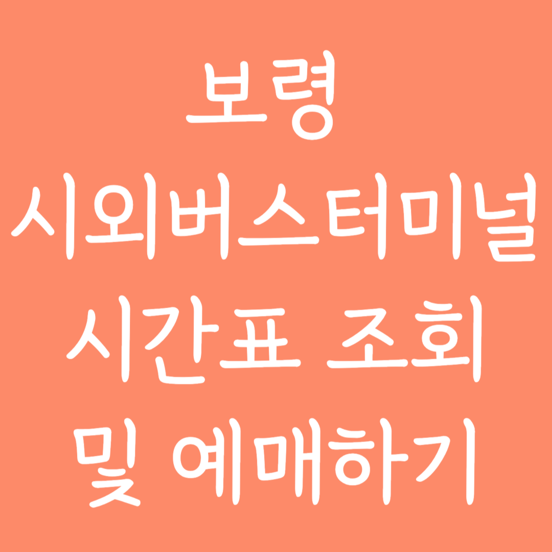 보령 시외버스터미널 시간표 조회 및 예매하기