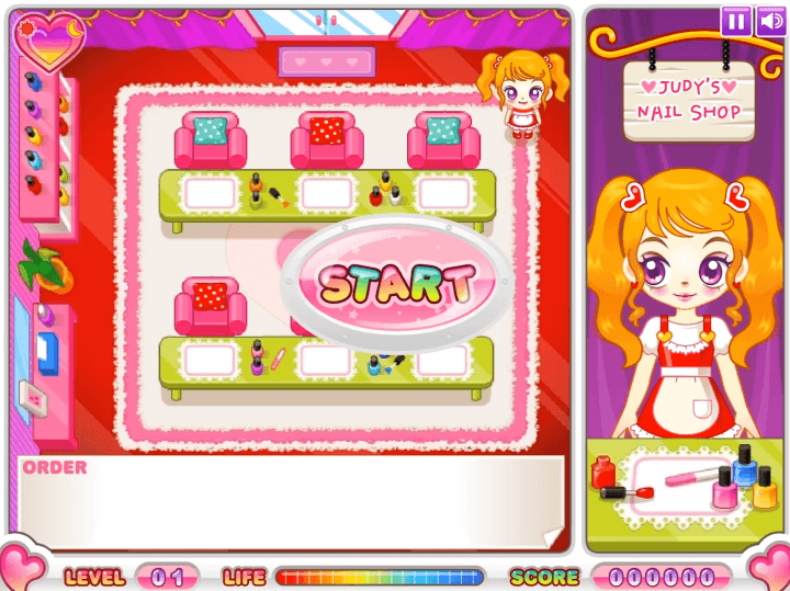 쥬디의-네일아트-플래시게임-시작-화면