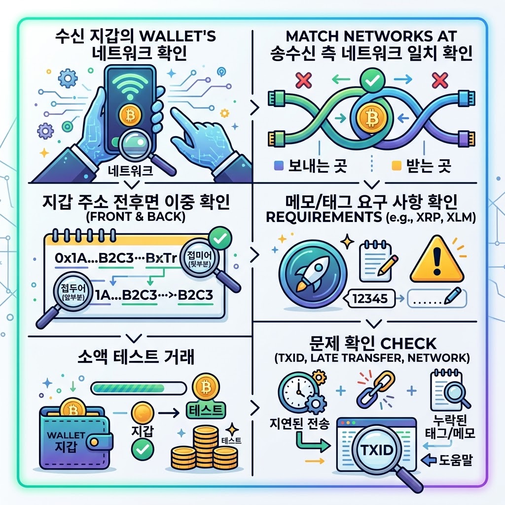 코인 지갑 이동 전 네트워크 주소 태그 확인