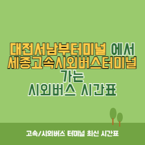 대전서남부터미널에서 세종고속시외버스터미널 가는 시외버스 시간표 최신정보