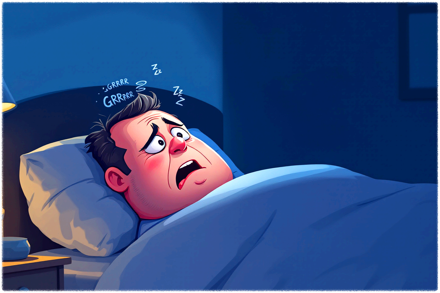 수면 속 위험 신호를 마주한 40대 남성의 이미지