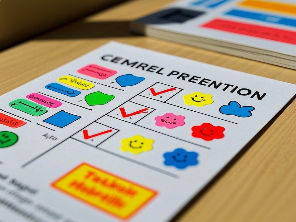 완료된 학습 항목에 체크와 스티커가 표시된 공부표