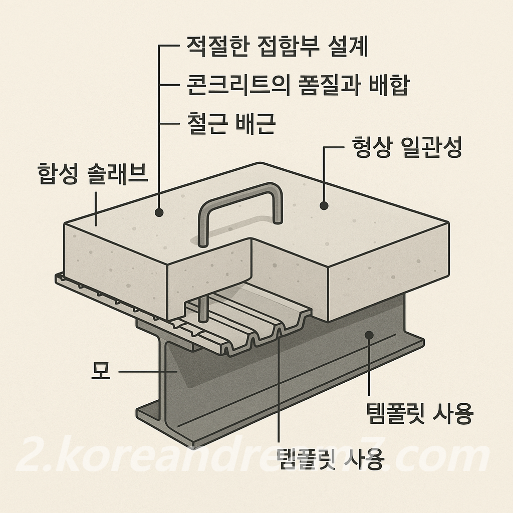 합성 SLAB 공법의 접합부(SLAB, 보) 시공시 유의사항
