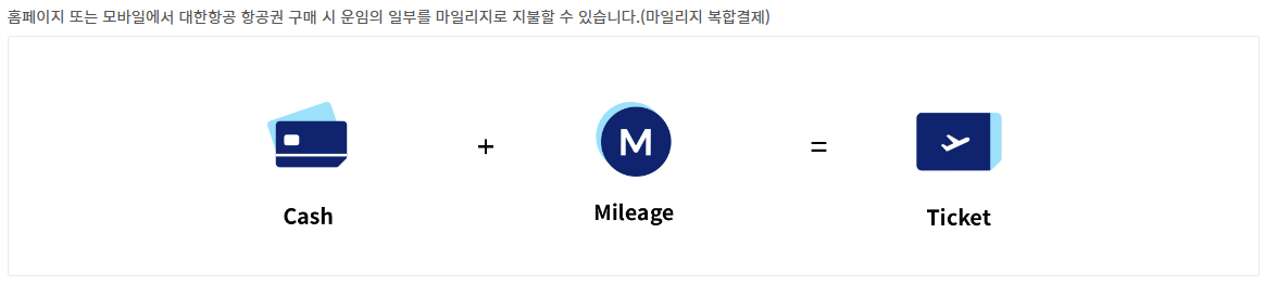 마일리지 복합 결제 방법이 나와 있다.