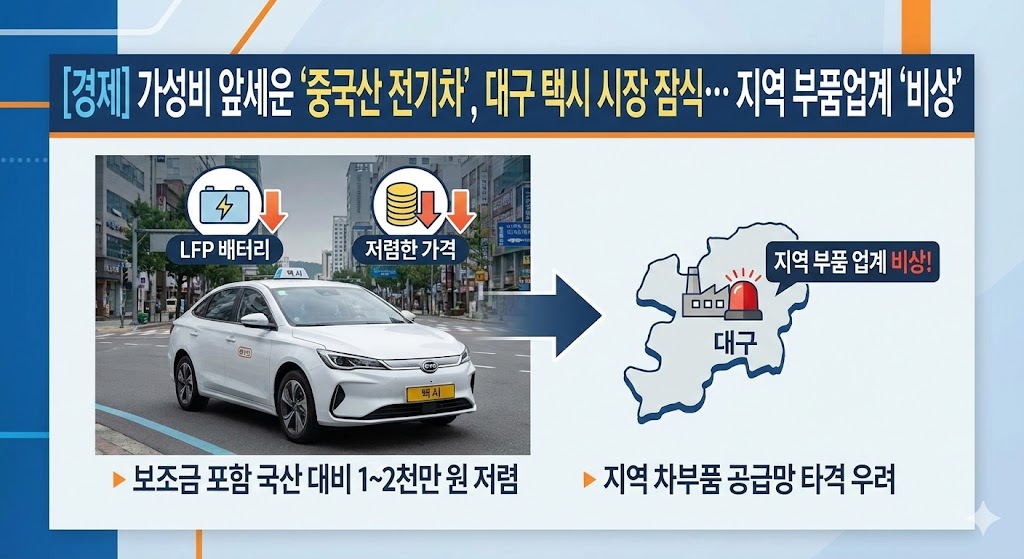 가성비 앞세운 '중국산 전기차', 대구 택시 시장 잠식&hellip; 지역 부품업계 '비상'