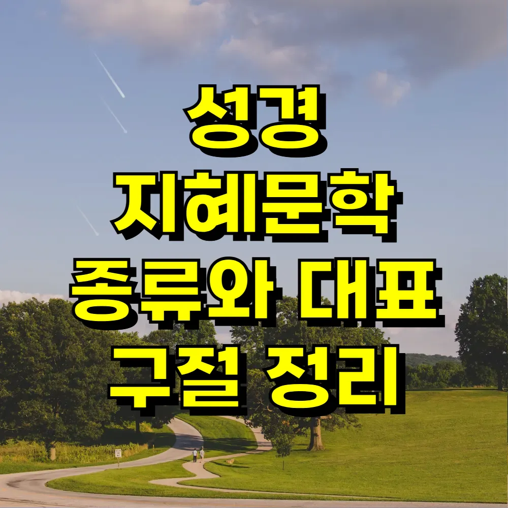 성경 지혜문학 종류와 대표 구절 정리