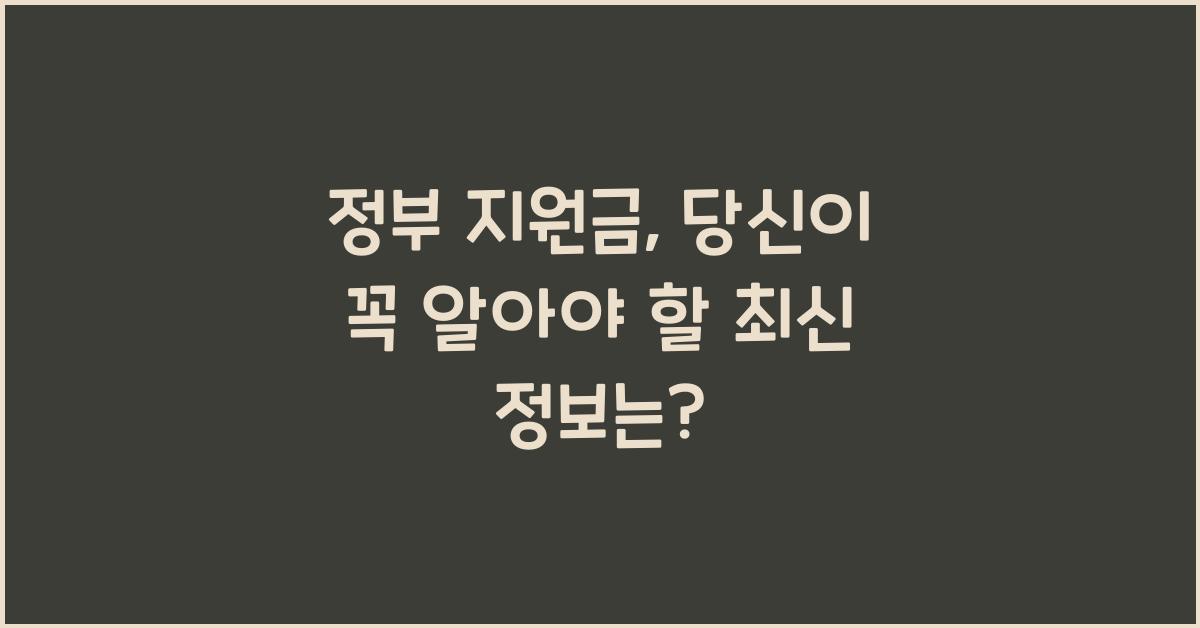 정부 지원금
