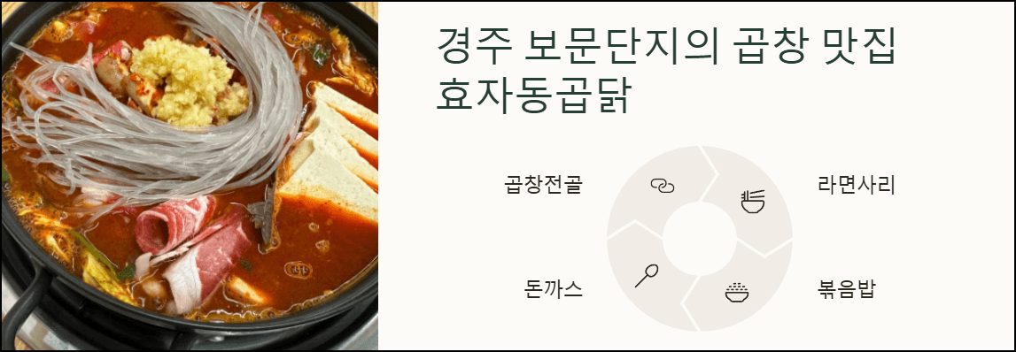 경주 보문단지의 곱창 맛집 효자동곱닭