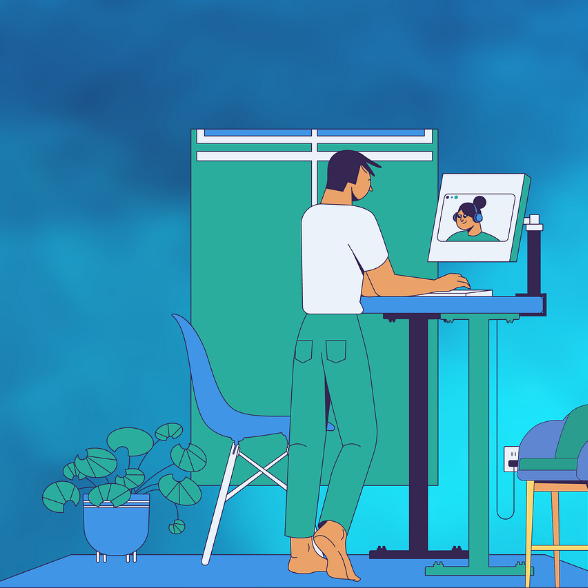 화상회의하고 있는 모습