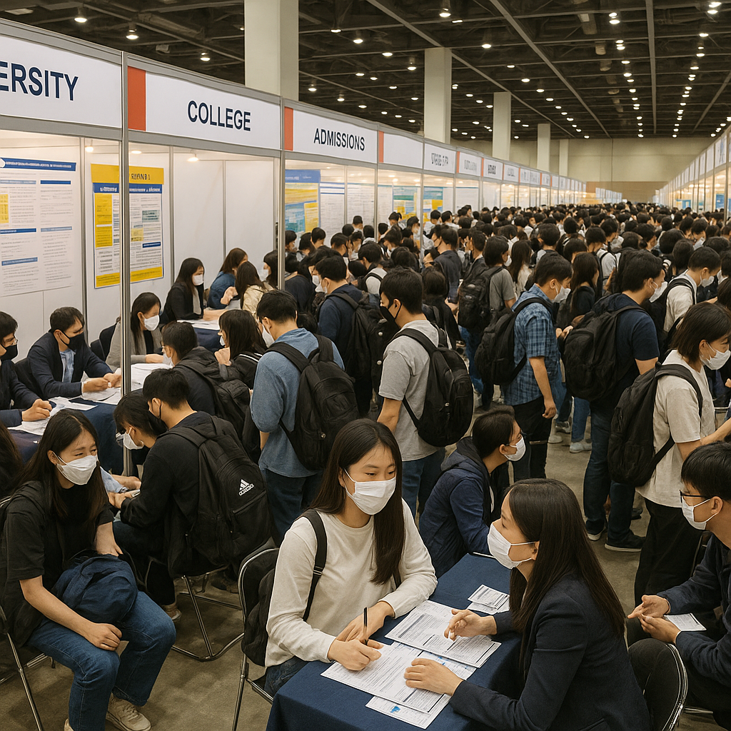박람회 현장 전경 이미지
많은 학생과 학부모가 참여해 상담받는 모습, 붐비는 부스들