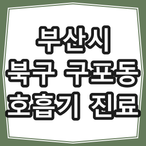 부산시 북구 구포동 호흡기 내과 진료 동네 병원