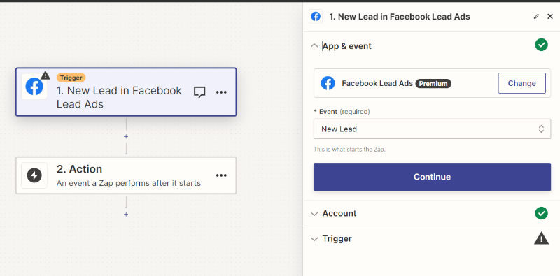 자피어 트리거 설정화면 2단계