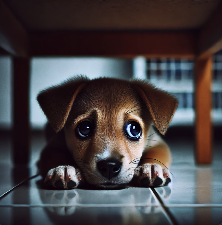 무서워하는 강아지