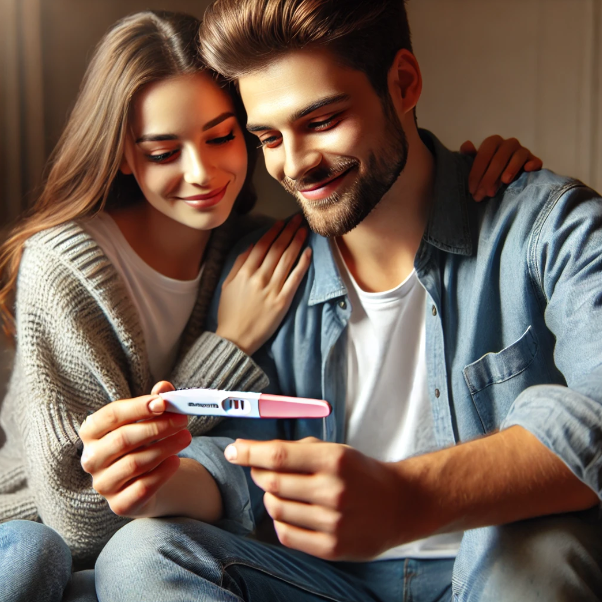 임신해 기뻐하는 부부 이미지 입니다.